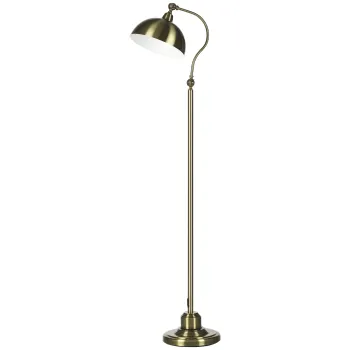 HOMCOM Lampadar de camera cu abajur ajustabil, intrerupator la picior 42 x 25,5 x 152 cm ton de alama | Aosom Romania imagine