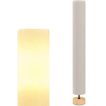HOMCOM Lampadar de coloana din in pentru sufragerie cu comutator pe picior, 2 x soclu E27, 120 cm, bej | Aosom Romania imagine