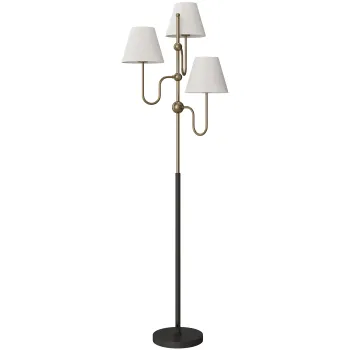 HOMCOM Lampadar de Podea cu 3 Puncte de Lumina si Intrerupator cu Pedala, Soclu E27, Auriu | Aosom Romania imagine