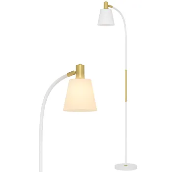 HOMCOM Lampadar de salon reglabil in inaltime 127-160 cm cu intrerupator, soclu E27, alb | Aosom Romania imagine