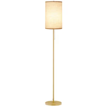HOMCOM Lampadar design 40 W max. picior otel dorat abajur material textil crema dim. 25,5 x 25,5 x 157 cm auriu si bej | Aosom Romania imagine