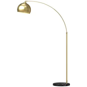 HOMCOM Lampadar lampa de living arc reglabil baza marmura stil vintage 40W E27 dim. 100-115L x 30l x 170-180H cm auriu | Aosom Romania imagine