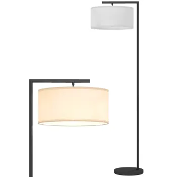 HOMCOM Lampadar lampa de picior abajur din material textil de in baza rotunda stabila 47 x 37 x 153 cm negru si alb | Aosom Romania imagine
