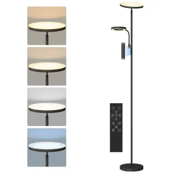 HOMCOM Lampadar LED 42W reglabil 2700K-6500K 4 culori variere continua, 4 moduri scena, telecomanda si control tactil | Aosom Romania imagine