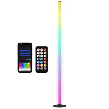 HOMCOM Lampadar LED RGBIC cu control APP si telecomanda, sincronizare muzica, 16 milioane culori, moduri de scena si timer | Aosom Romania imagine