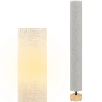 HOMCOM Lampadare de podea pentru living cu abajur din in, comutator de picior, 2 x dulie E27, 120 cm, gri | Aosom Romania imagine