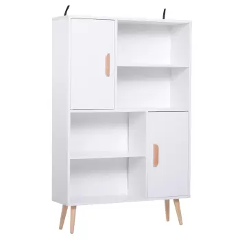 Homcom Librarie Rastel Multifunctie cu 2 Usi de Salon Panou Particule 80 x 23.5 x 123cm imagine