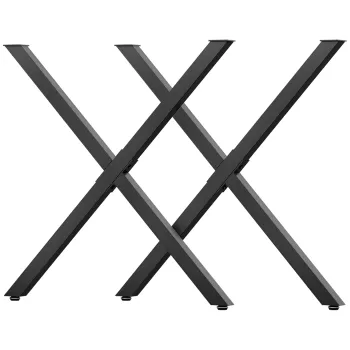HOMCOM Lot de 2 picioare de masa in forma de cruce 70 x 72 cm design industrial pentru masa de cafea masa de noapte negru | Aosom Romania imagine