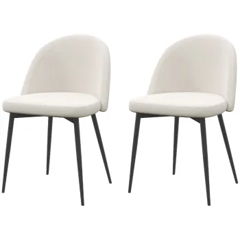 HOMCOM Lot de 2 scaune de masa scaun de bucatarie scandinav scaun din catifea tapitat cu picioare subtiri de metal | Aosom Romania imagine