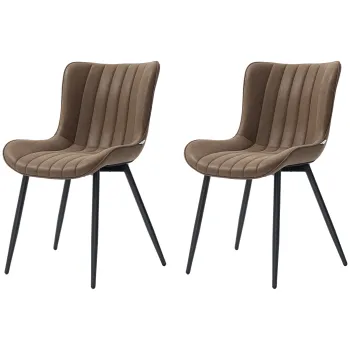 HOMCOM Lot de 2 scaune de sufragerie design modern si capitonat pentru sufragerie, sala de mese, dormitor, maro | Aosom Romania imagine