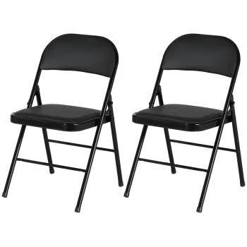 HOMCOM Lot de 2 scaune pliante scaune de dining portabile cadru din otel dim. 45l x 46P x 78H cm negru | Aosom Romania imagine