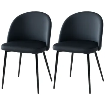 HOMCOM Lot de 2 scaune sala de mese scaun de bucatarie scandinav scaun din catifea tapitat cu picioare subtiri de metal | Aosom Romania imagine