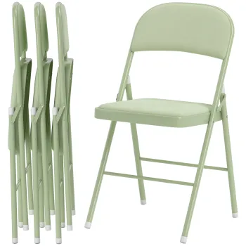 HOMCOM Lot de 4 scaune pliabile si portabile interioare cu sezuturi si spatare captusite cu catifea, cadru din otel, verde | Aosom Romania imagine