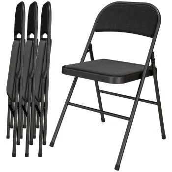 HOMCOM Lot de 4 scaune pliante scaune de masa portabile cadru din otel 45 x 46 x 78 cm negru | Aosom Romania imagine