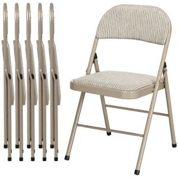 HOMCOM Lot de 6 scaune pliante scaune de bucatarie portabile cadru din otel dim. 45l x 46P x 78H cm bej | Aosom Romania imagine