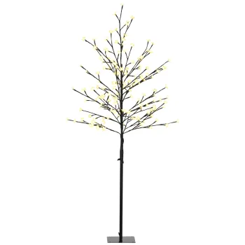 HOMCOM Lumina Copac Cires cu 150 LED-uri Lampa Decorativa Floare de Cires pentru Interior 17x17x150 cm Negru | Aosom Romania imagine