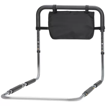 HOMCOM Maner pentru pat cu latime si inaltime reglabile, suport pentru pat din otel cu maner moale, argintiu | AOSOM RO imagine