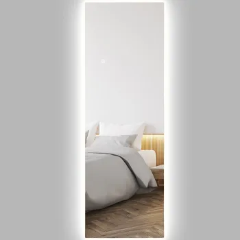 HOMCOM Mare oglinda de perete LED oglinda de lungime intreaga 3 culori de lumina reglabile functie de memorie 120 x 40 cm transparent | Aosom Romania imagine