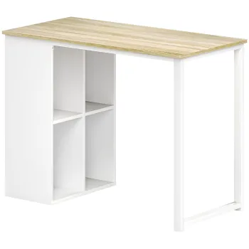 HOMCOM Masa compacta pentru calculator, birou modern cu compartimente de depozitare, pentru spatii mici, 100 x 54 x 75 cm, Alb | Aosom Romania imagine
