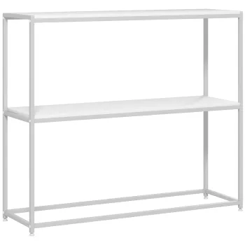 HOMCOM Masa Consola de Intrare Subtire cu Partea Superioara Deschisa, Dulap Consola din Otel si PAL, 100x30x87 cm, Alb imagine