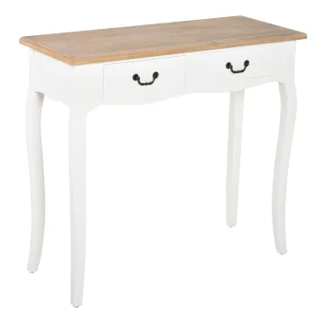 HOMCOM Masa Consola Masa pentru Intrare Scaun de Sapun 2 sertare dim. 87L x 34l x 78H cm MDF Lemn Masiv Pin Deschis Alb | Aosom Romania imagine