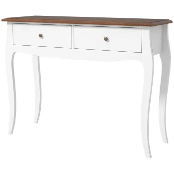 HOMCOM Masa Consola Moderna cu 2 Sertare, Consola de Intrare din MDF si PAL, 100x35x76,5 cm, Alb | Aosom Romania imagine