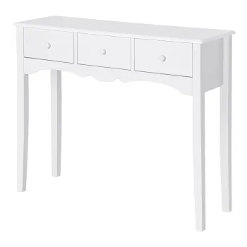 HOMCOM Masa Consola Moderna cu 3 Sertare, Consola de Intrare din MDF, pentru Hol, Sufragerie, 100x32x85 cm, Alb | Aosom Romania imagine