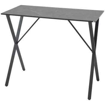 HOMCOM Masa de bar dreptunghiulara de 120 cm pentru 4 persoane, Masa de bucatarie moderna cu blat cu efect de marmura | AOSOM RO imagine