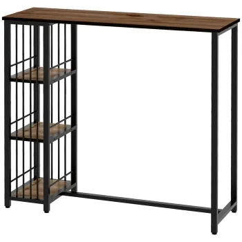 HOMCOM Masa de bar masa inalta de bucatarie mange-debout cu rafturi 120 x 40 x 105 cm picior otel negru | Aosom Romania imagine