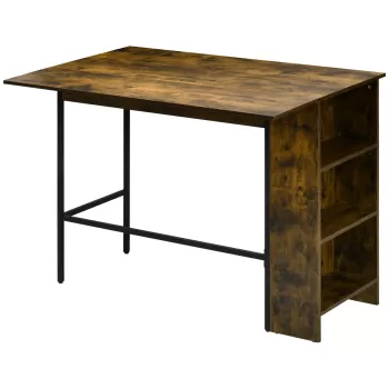 HOMCOM Masa de bar pliabil in stil industrial cu 3 rafturi, masa inalta din lemn si otel 120x76x91.4cm | AOSOM RO imagine