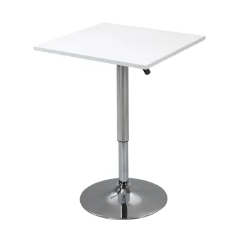 HOMCOM Masa de bar reglabila pe inaltime, rotativa 360?, picioare rezistente la zgarieturi, baza metalica stabila, Alb | Aosom Romania imagine