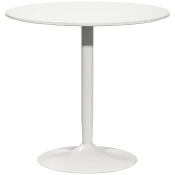 HOMCOM Masa de bucatarie pentru 2 persoane, blat rotund O80 cm, MDF si otel, antiderapant, Alb, 75H cm | Aosom Romania imagine