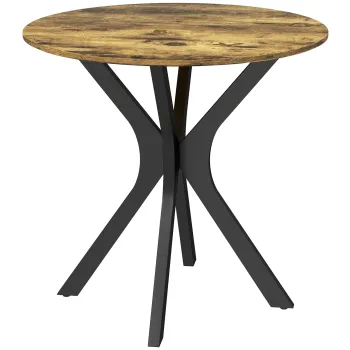 HOMCOM Masa de bucatarie pentru 2 persoane, rotunda, cadru din otel cu acoperire din pulbere, O78 cm, maro-rustic | Aosom Romania imagine