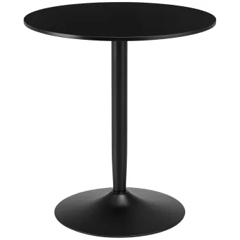 HOMCOM Masa de Bucatarie pentru 2 persoane, suprafata circulara, baza din otel, negru, 70 x 70 x 75 cm | Aosom Romania imagine