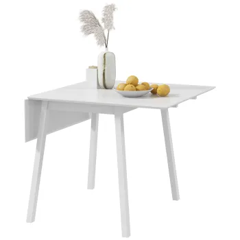 HOMCOM Masa de bucatarie pliabila masa de dining plianta cu blat rabatabil din lemn pentru 2 la 4 persoane alb | Aosom Romania imagine