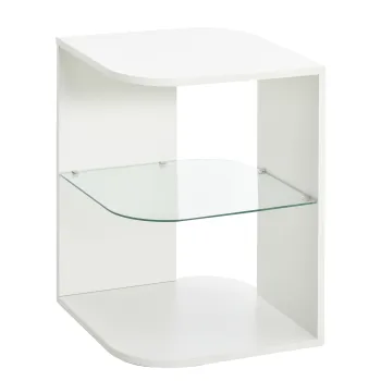 HOMCOM Masa de cafea accesoriu gheridon design contemporan capat de canapea raft sticla securizata alb | Aosom Romania imagine