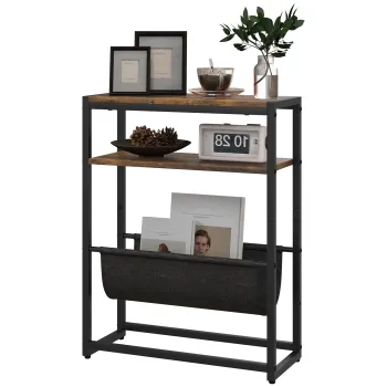 HOMCOM Masa de cafea cu etajera si suport pentru reviste structura din otel design industrial - 43l x 18P x 56H cm | Aosom Romania imagine