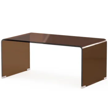 HOMCOM Masa de cafea din sticla, masa de living dreptunghiulara cu design modern cu margini rotunjite sigure, maro transparent | Aosom Romania imagine
