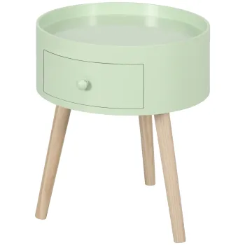 HOMCOM Masa de cafea masa de noapte masa de noapte rotunda design scandinav masa de suport cu sertar picioare subiri inclinate | Aosom Romania imagine