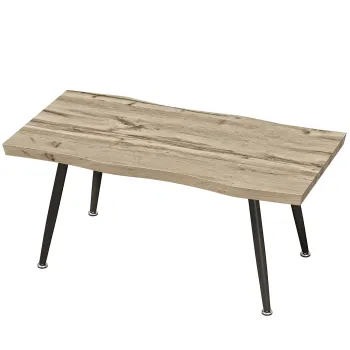 HOMCOM Masa de cafea, masa laterala cu picioare din otel, blat gros de 4 cm, masa pentru living 100 x 50 x 45 cm Stejar+Negru | Aosom Romania imagine