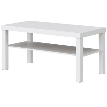 HOMCOM Masa de cafea pentru living, masuta dreptunghiulara in 2 nivele cu raft de depozitare, 90x45x44,5cm, alb | Aosom Romania imagine