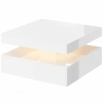 HOMCOM Masa de centru cu LED RGB 7 culori alb lucios cu depozitare deschisa si telecomanda 78x78x40 cm | Aosom Romania imagine