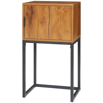 HOMCOM Masa de consola in design industrial, masa laterala, bufet, 1 dulap, Maro + Negru | Aosom Romania imagine