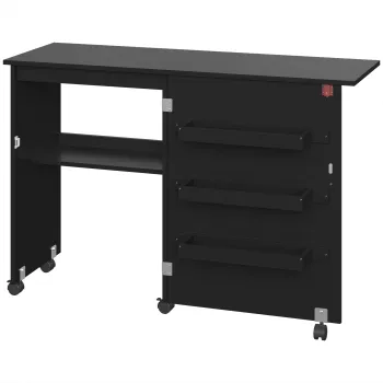 HOMCOM Masa de cusut pliabila mobilier de cusut cu blat rabatabil si tavite de depozitare, polita deschisa si roti, negru | Aosom Romania imagine