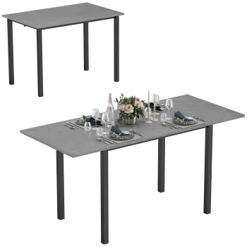 HOMCOM Masa de dining extensibila masa de bucatarie design modern cu blat mare 6 persoane cadrul din otel gri inchis | Aosom Romania imagine