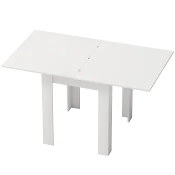 HOMCOM Masa de Dining Extensibila pentru 4-6 Persoane din PAL si Otel, 140 x 80 x 77,5 cm, Alb cu Efect de Lemn | Aosom Romania imagine