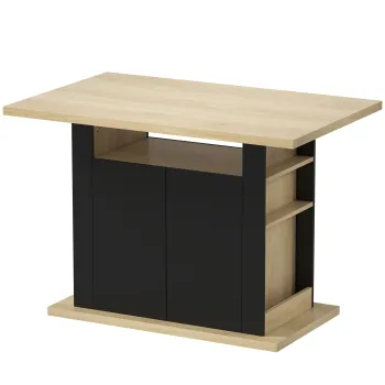 HOMCOM Masa de dining insula centrala pentru bucatarie cu blat mare 4-6 persoane dulap cu 4 usi 110 x 70 x 75,5 cm negru | Aosom Romania imagine