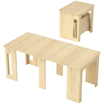 HOMCOM Masa de dining, masa plianta, masa extensibila pentru bucatarie, masa pentru sufragerie, PAL, 60-180 x 85 x 75 cm, natural | Aosom Romania imagine