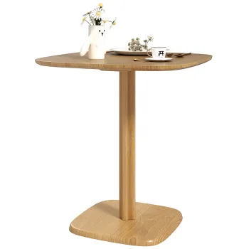 HOMCOM Masa de dining pentru 4 persoane masa de bucatarie stil modern cu blat aspect lemn, 70 x 70 cm, lemn natural | Aosom Romania imagine