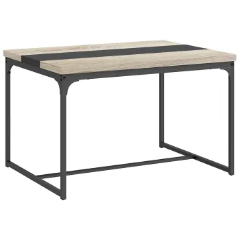 HOMCOM Masa de dining pentru 6 persoane, stil industrial in metal negru si lemn, dim. 120L x 89l x 75,5H cm | Aosom Romania imagine